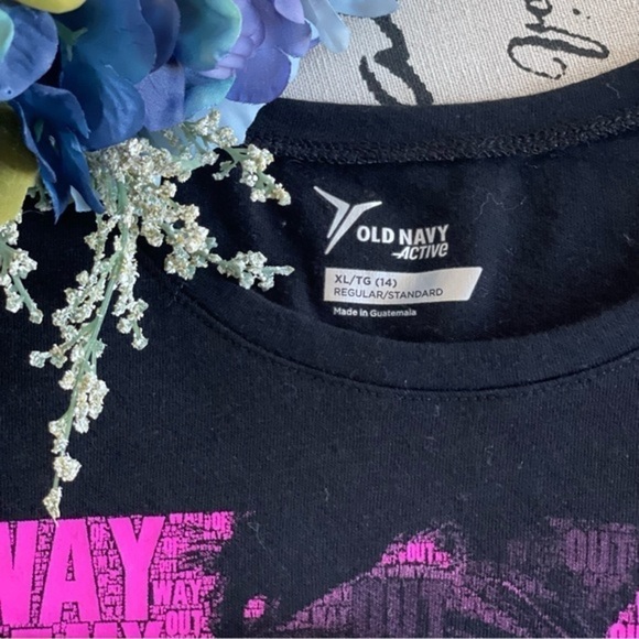 NWT Old Navy Juniors Graphic Tee Long Sleeve Activewear Top - Picture 5 of 6